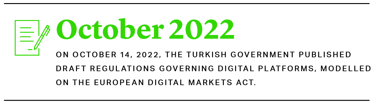 The Turkish government published draft regulations governing digital platforms
