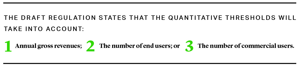 The draft regulation states that the quantative thresholds will take that into account