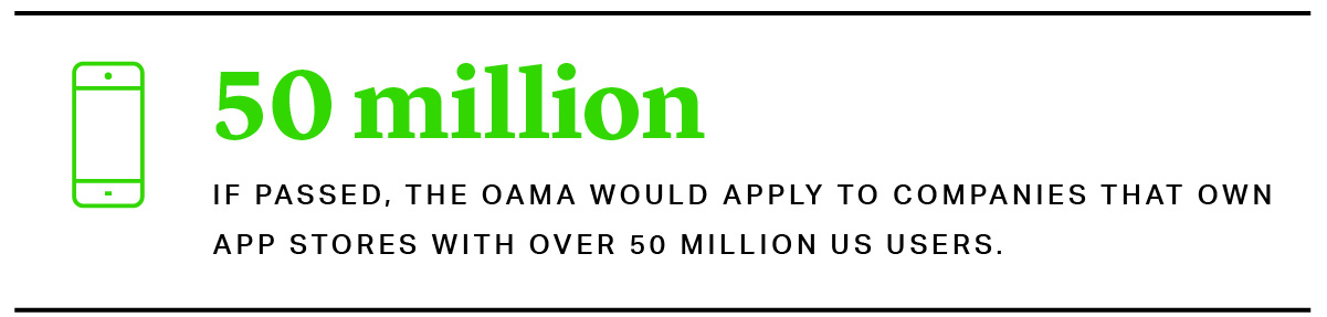 The OAMA would apply to app stores with over 50 million US users